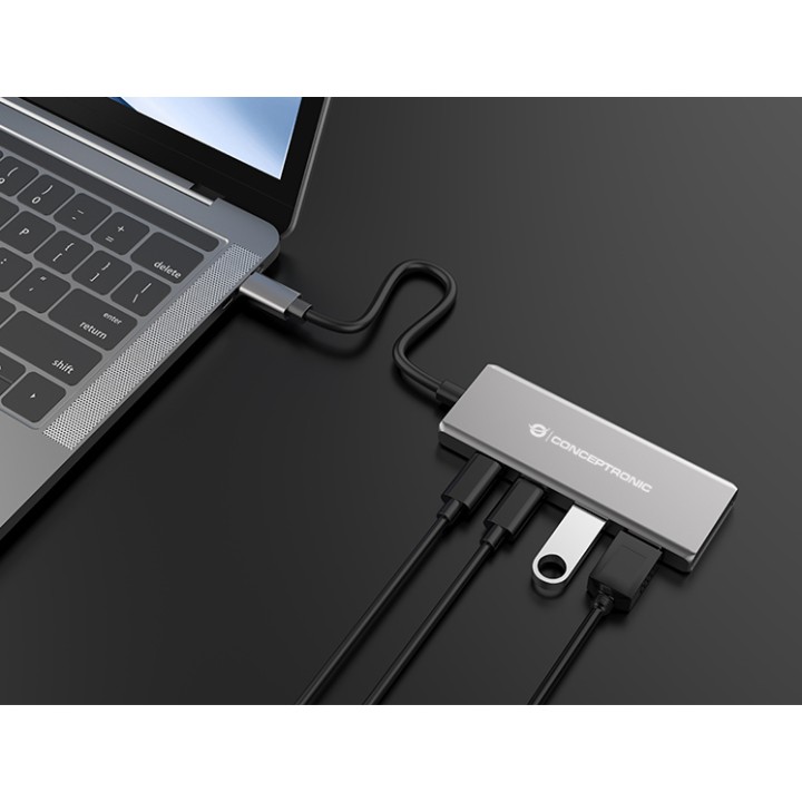 Hub CONCEPTRONIC USB-C a 2xUSB-C/2xUBC-A (HUBBIES15G)