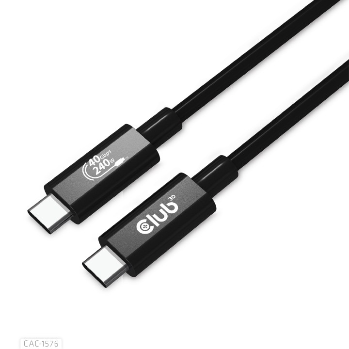Cable Club 3D USB-C 4/M a USB-C 4/M 1m Negro (CAC-1576)