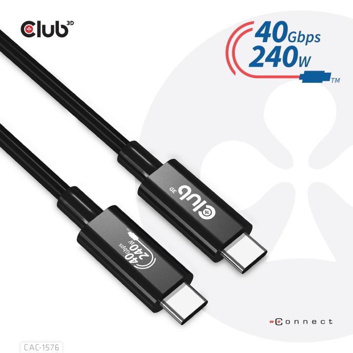 Cable Club 3D USB-C 4/M a USB-C 4/M 1m Negro (CAC-1576)