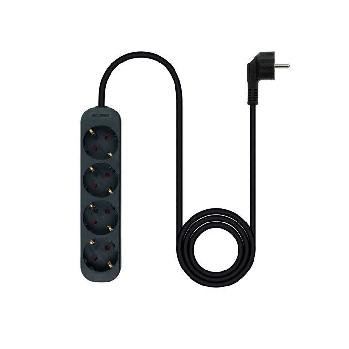 Regleta Nanocable 4xSchuko 1.4m Negra(10.37.0004-NS-BK)