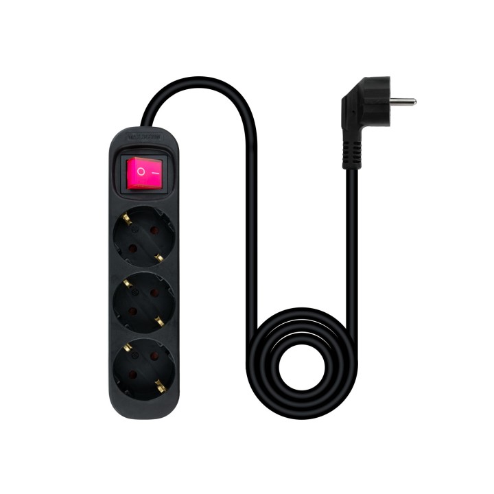Regleta Nanocable 3xSchuko Interruptor (10.38.0003-BK)