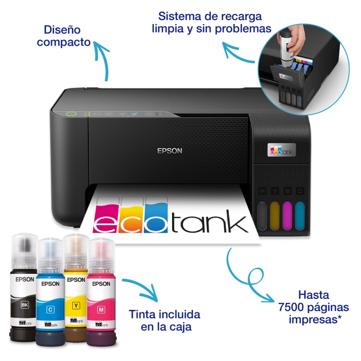 Multif Epson EcoTank ET-2860 A4 Color Negra(C11CJ67428)