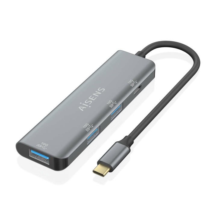 Hub AISENS USB-C a 3xUSB-A 1xUSB-C 15cm Gris(A109-0764)