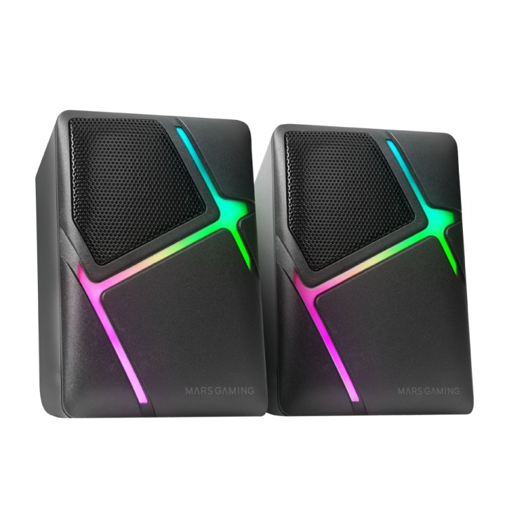 Altavoces Mars Gaming 2.0 RGB 10W 3.5mm Negros (MSH)