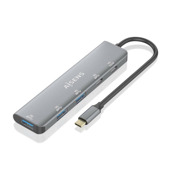 Hub AISENS USB-C 3.1 a 2xUSB-A/3xUSB-C Gris (A109-0857)