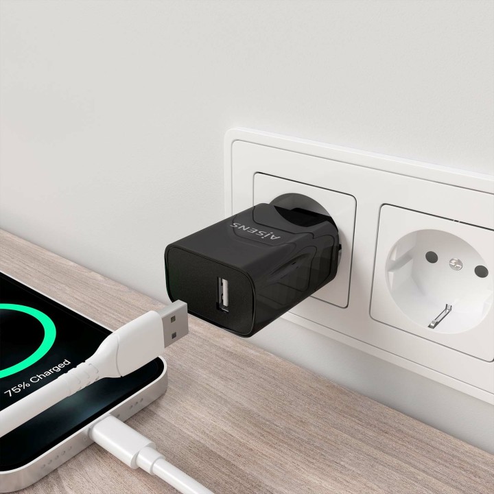 Cargador Pared AISENS 1xUSB-A 10.5W Negro (A110-0854)