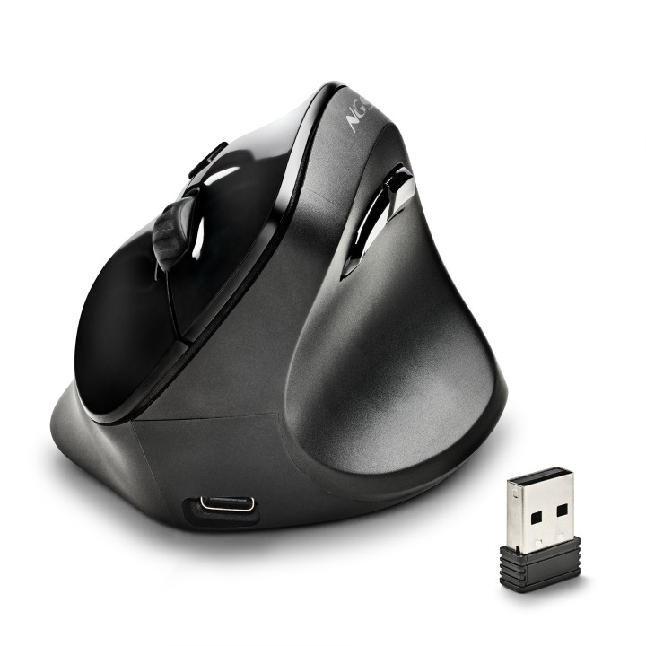 Ratón Vertical NGS Óptico RF 2.4GHz Negro (EVOMOKSHA)