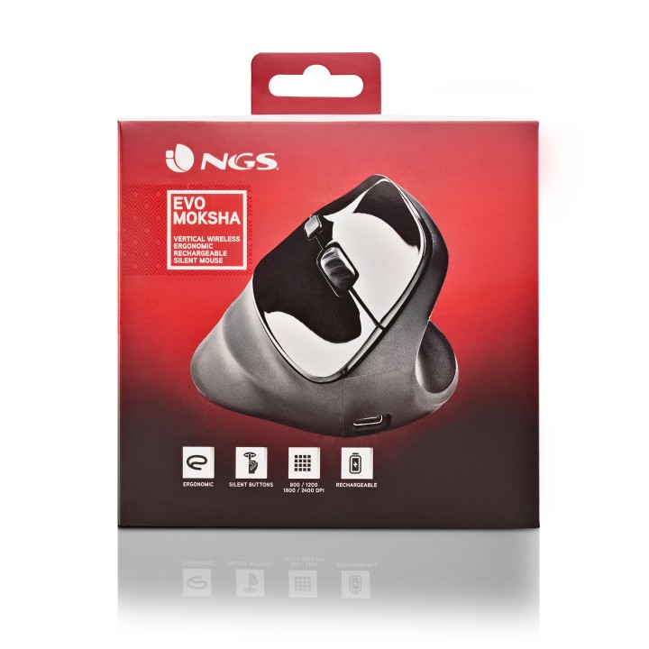 Ratón Vertical NGS Óptico RF 2.4GHz Negro (EVOMOKSHA)