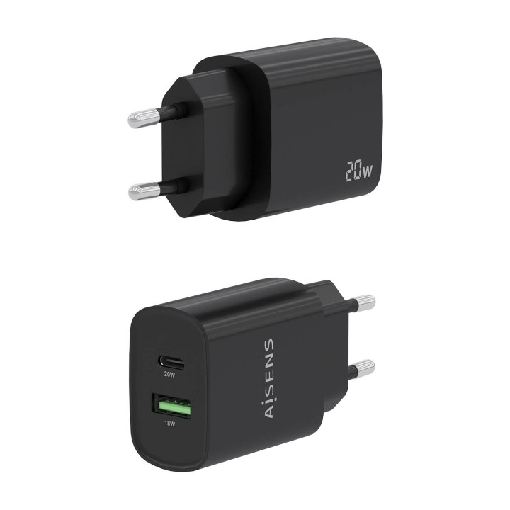 Cargador Pared AISENS 1xUSB-C 1xUSB-A 20W (A110-0755)