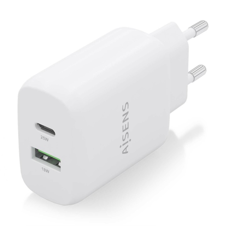 Cargador Pared AISENS USB-C USB-A 25W Blanco(A110-0758)