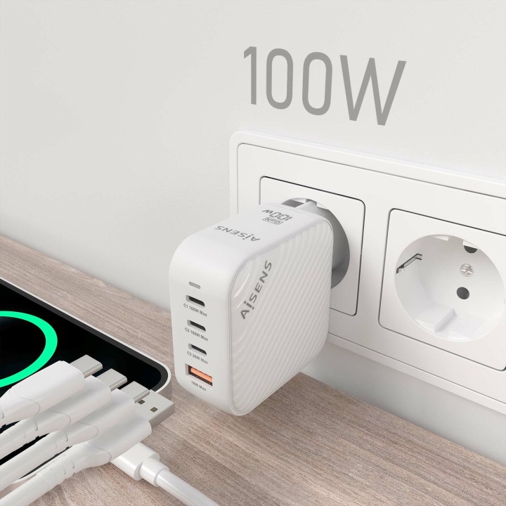 Cargador Pared AISENS 1USB-A 3USB-C (ASCH-100W4P028-W)
