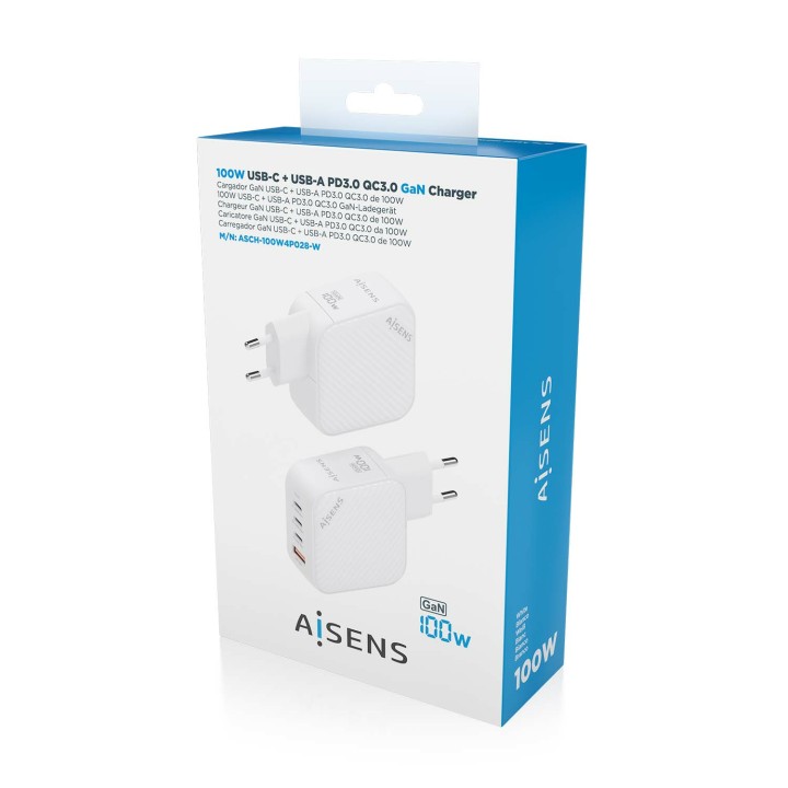 Cargador Pared AISENS 1USB-A 3USB-C (ASCH-100W4P028-W)