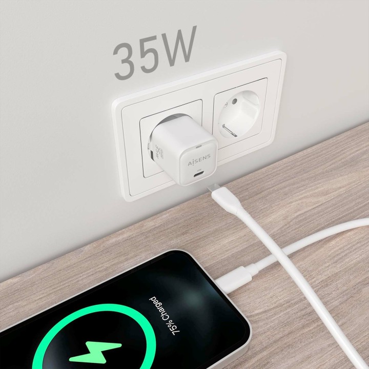 Cargador Pared AISENS 1xUSB-C 35W (ASCH-35W1P022-W)