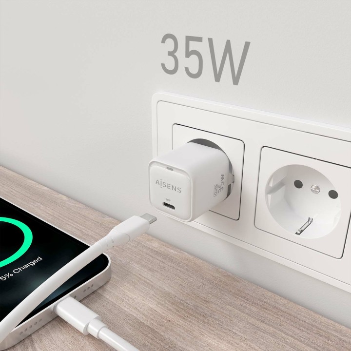 Cargador Pared AISENS 1xUSB-C 35W (ASCH-35W1P022-W)