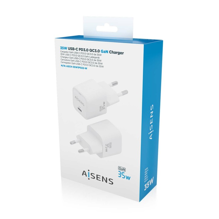 Cargador Pared AISENS 1xUSB-C 35W (ASCH-35W1P022-W)