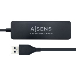 Hub AISENS USB 2.0 a 4xUSB 2.0 30cm Negro (A104-0402)