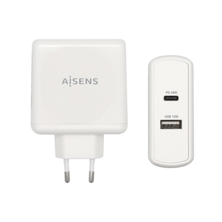 Cargador Pared AISENS 57W 2xUSB Blanco (ASCH-2PD45A-W)