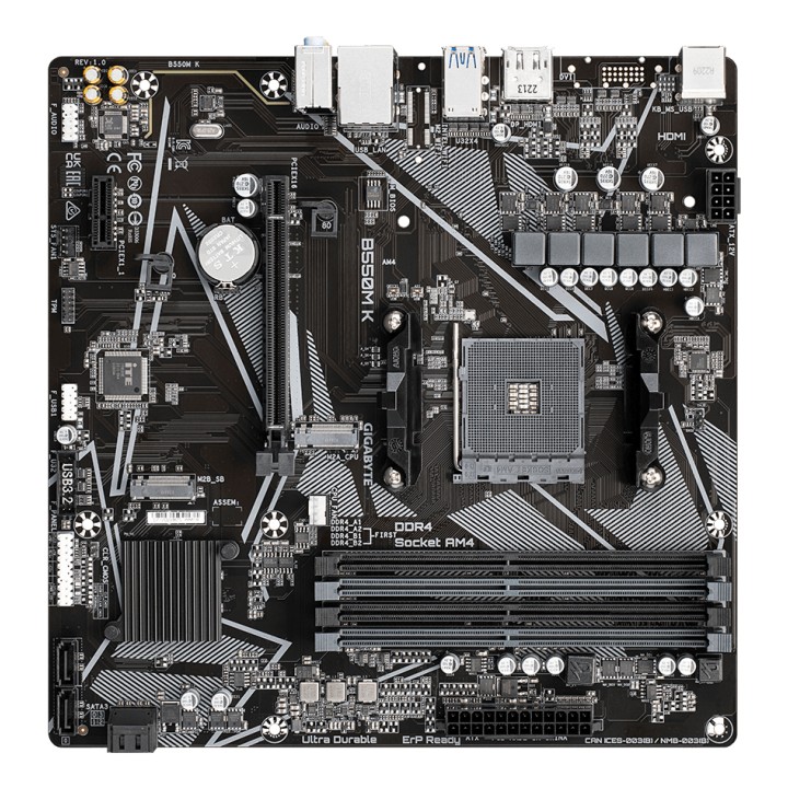 GIGABYTE B550M K:(AM4) 4DDR4 HDMI DP RJ45 mATX