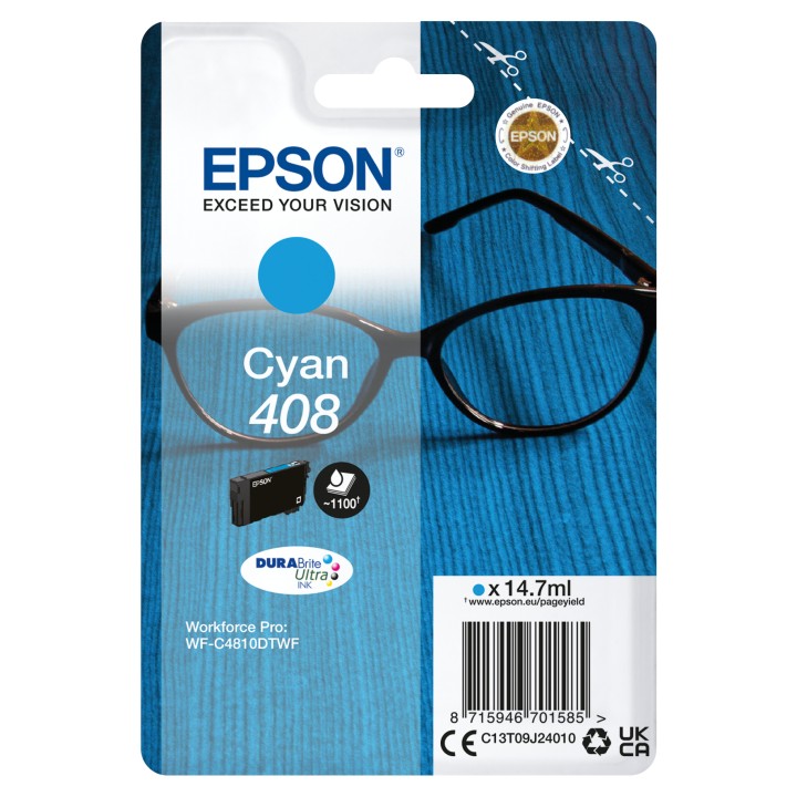 Tinta Epson 408 Cian 14.7ml 1100 páginas (C13T09J24010)
