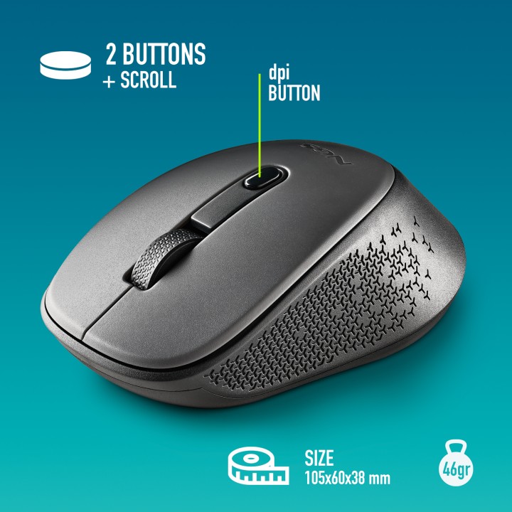 Ratón NGS Dew Gray Wireless 1600dpi Gris (DEWGRAY)