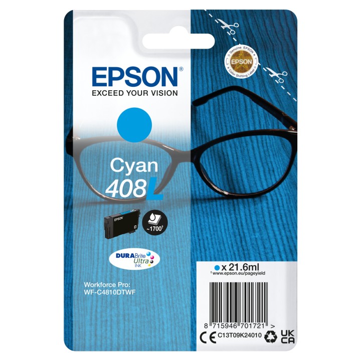 Tinta Epson 408L Cian 21.6ml 1700 pág (C13T09K24010)