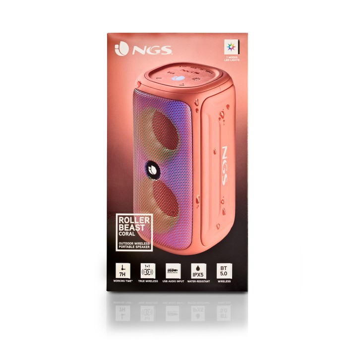 Altavoz NGS BT 3.5mm USB 32W Coral (ROLLERBEASTCORAL)