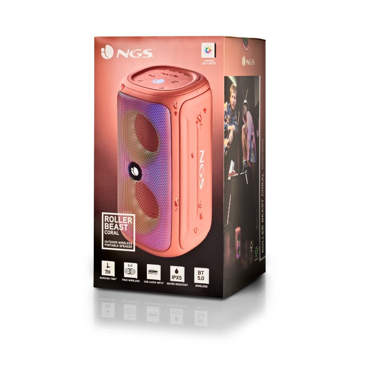 Altavoz NGS BT 3.5mm USB 32W Coral (ROLLERBEASTCORAL)