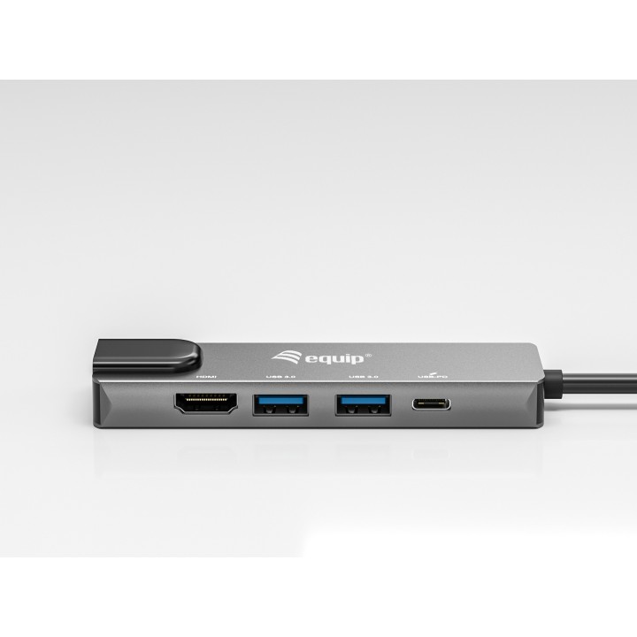 Adaptador EQUIP USB-C 5en1 HDMI RJ45 Gris (EQ133489)