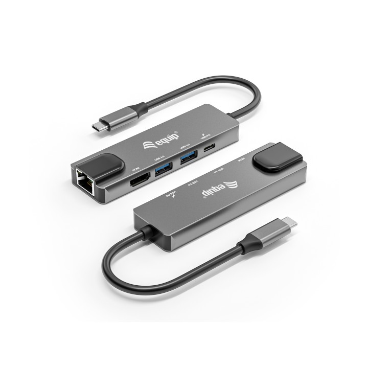 Adaptador EQUIP USB-C 5en1 HDMI RJ45 Gris (EQ133489)