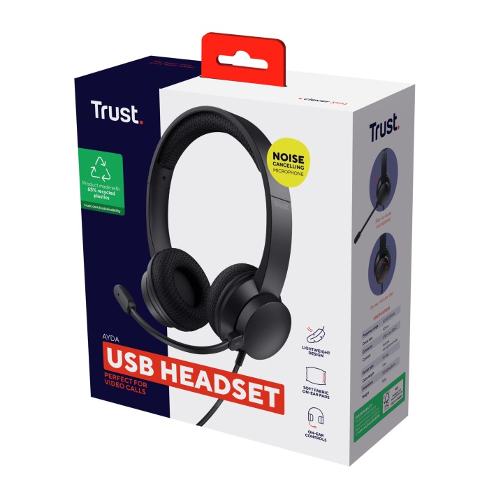Auric+Micro Trust Ayda Supra-Aurales USB Negros (25089)