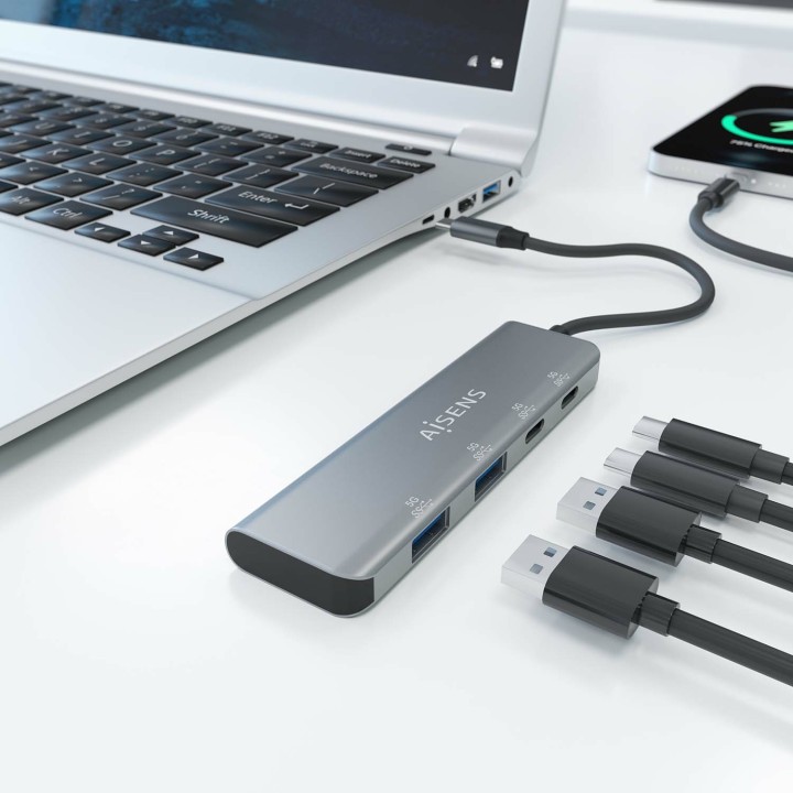 Hub AISENS USB-C a 2xUSB-A 2xUSB-C 15cm Gris(A109-0763)