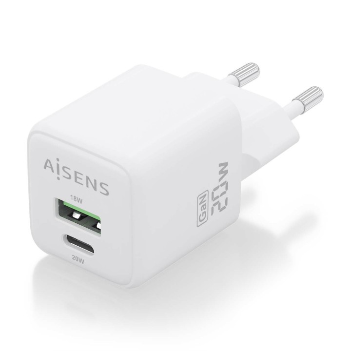Cargador Pared AISENS GaN 20W USB-A/C (ASCH-20W2P010-W)