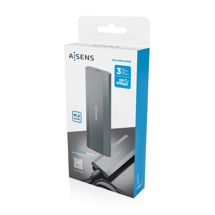 Caja AISENS SSD M.2/NVMe USB-C 3.1 Gris (ASM2-029GR)