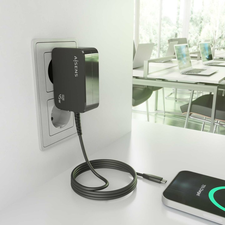 Cargador Pared AISENS USB-C 45W (ASCH-1PD45WL032-BK)