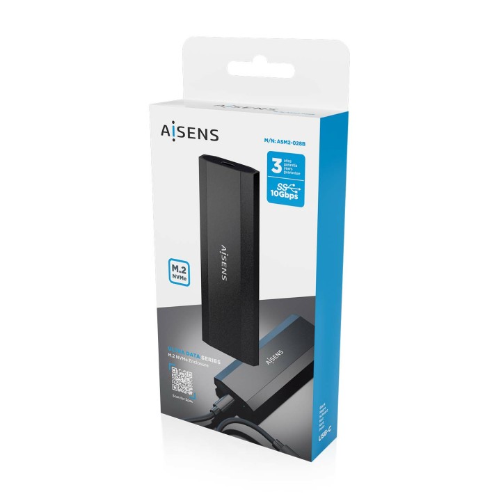 Caja AISENS SSD M.2/NVMe USB-C 3.1 Negra (ASM2-028B)