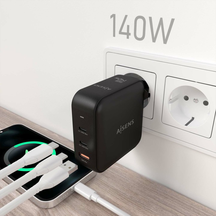 Cargador Pared AISENS 1USB-A 2USB-C (ASCH-140W3P031-BK)