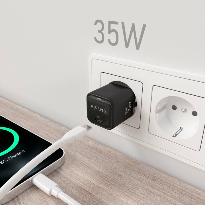 Cargador Pared AISENS 1xUSB-C 35W (ASCH-35W1P023-BK)
