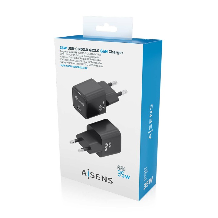Cargador Pared AISENS 1xUSB-C 35W (ASCH-35W1P023-BK)