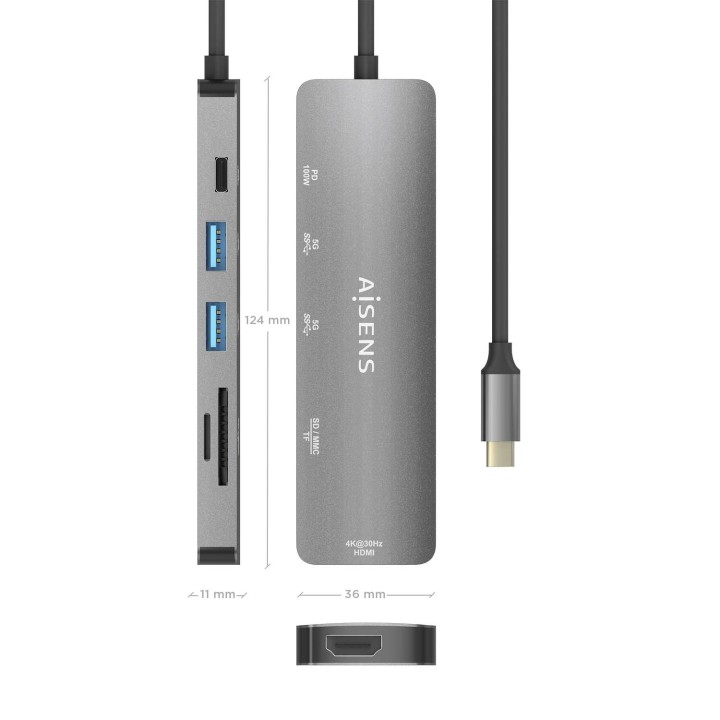 Dock AISENS USB-C a 2USB-A/HDMI/USB-C (ASUC-6P016-GR)