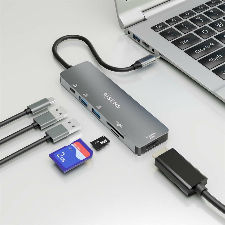 Dock AISENS USB-C a 2USB-A/HDMI/USB-C (ASUC-6P016-GR)