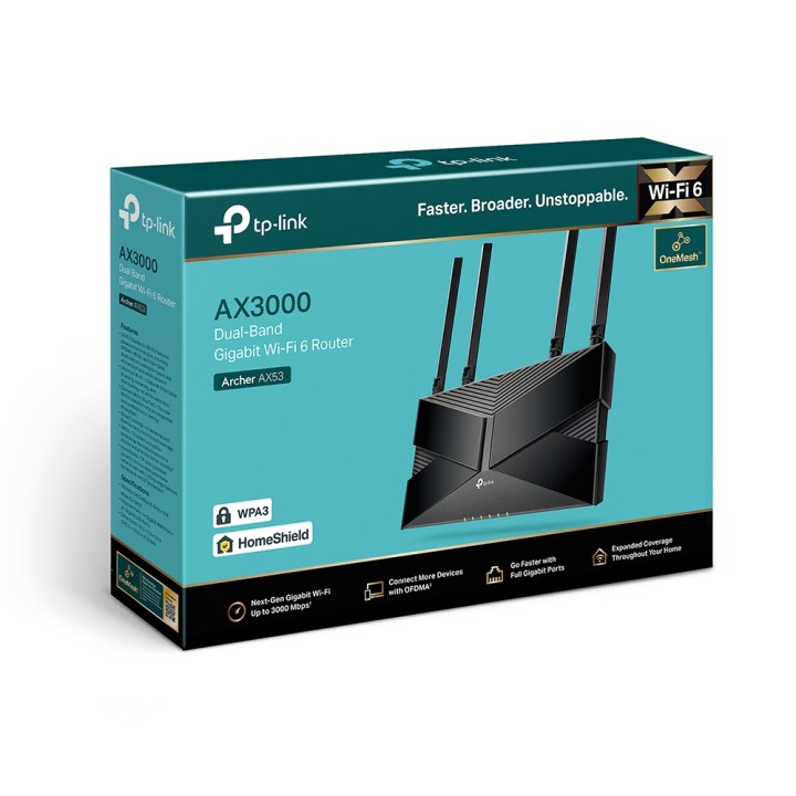 Router TP-Link AX3000 WiFi 4xRJ45 Negro (Archer AX53)