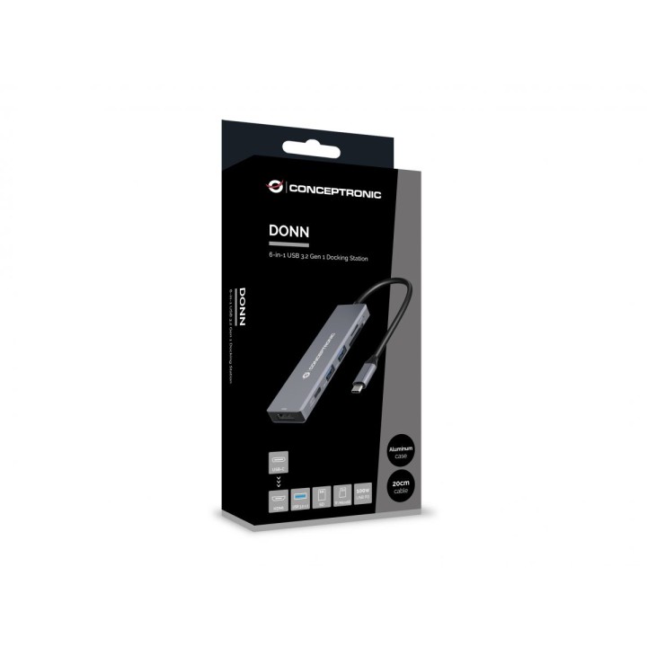 Dock CONCEPTRONIC 6en1 USB-C a HDMI/USB/SD/TF (DONN23G)