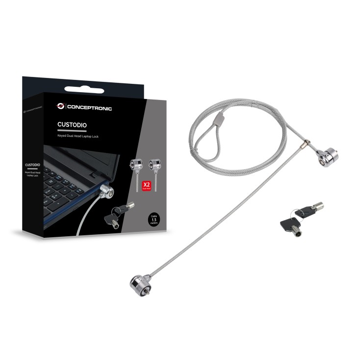 Cable Seguridad CONCEPTRONIC 1.5m 2 Llaves(CNBSLOCK15T)