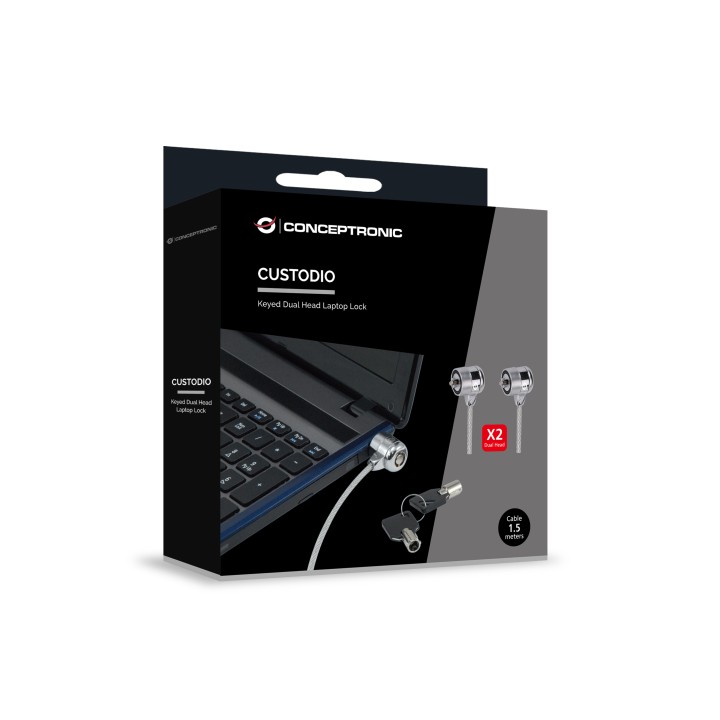 Cable Seguridad CONCEPTRONIC 1.5m 2 Llaves(CNBSLOCK15T)