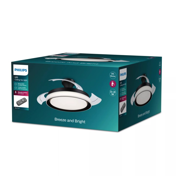 Ventilador Techo Philips + Plafón Negro (929004081701)