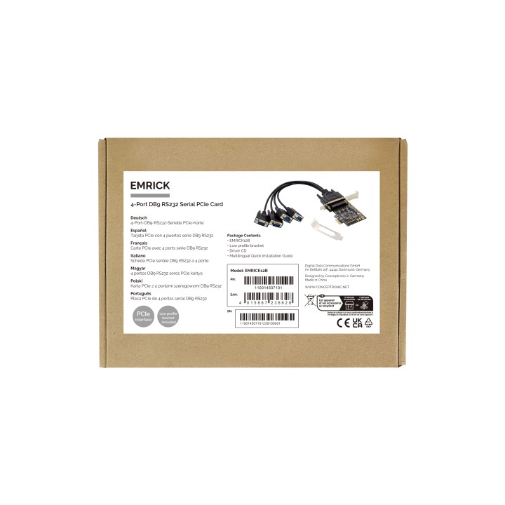 Controladora CONCEPTRONIC PCIe 2.0 4xRS232 (EMRICK12B)