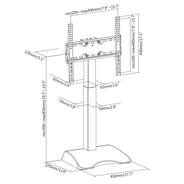 Soporte Mesa EQUIP 32"-65" Motorizado Fijo (EQ650610)