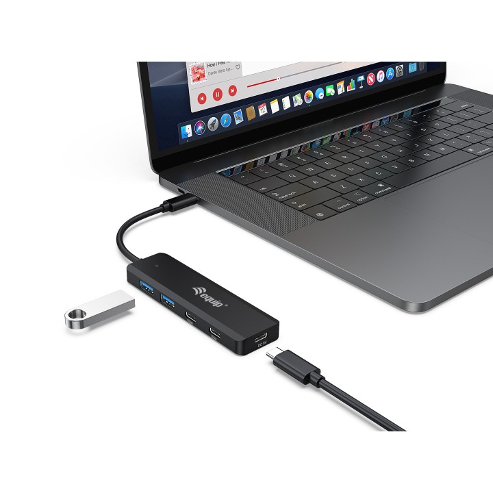 Hub EQUIP USB-C a 2xUSB-A 3xUSB-C Negro (EQ128964)