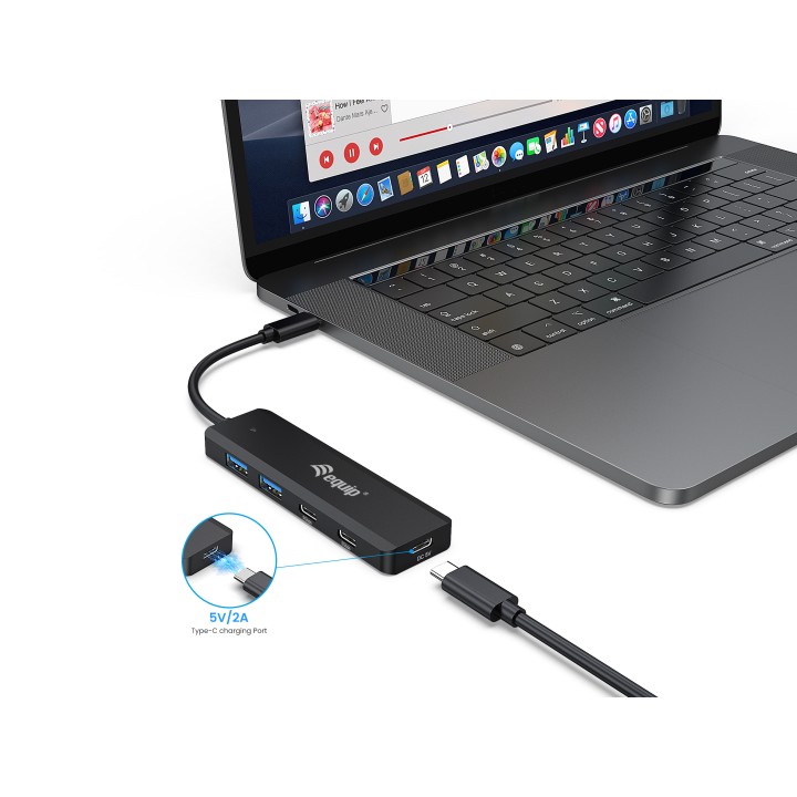 Hub EQUIP USB-C a 2xUSB-A 3xUSB-C Negro (EQ128964)