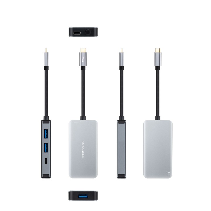 Hub Nanocable 3xUSB-A 1xUSB-C 1xDP Gris (10.16.1005)